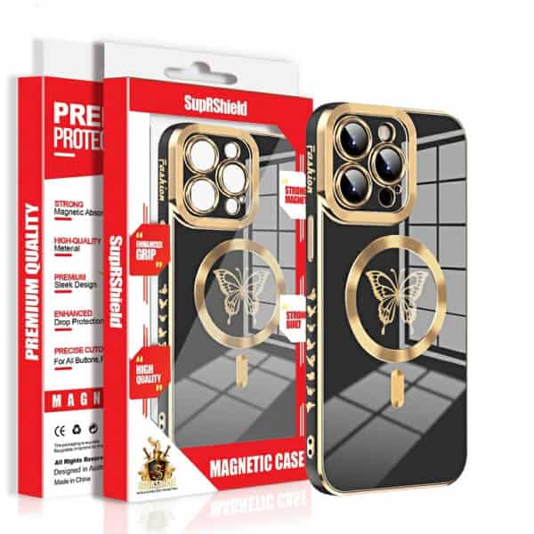 For Apple iPhone 15/14/13 Pro Max Plus Butterfly Design MagSafe Magnetic Case with HaloLock Shockproof Protective Cover