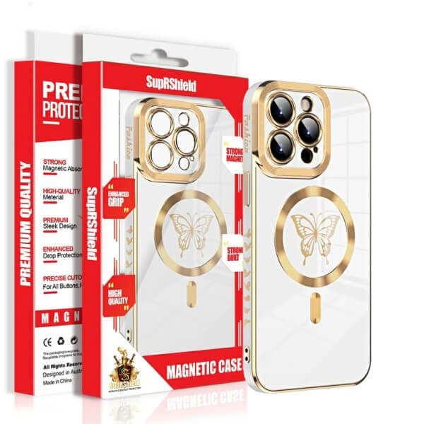 For Apple iPhone 15/14/13 Pro Max Plus Butterfly Design MagSafe Magnetic Case with HaloLock Shockproof Protective Cover