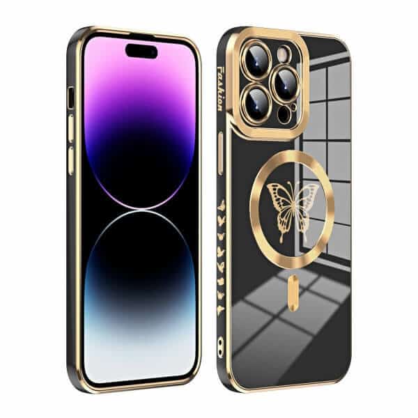 For Apple iPhone 15/14/13 Pro Max Plus Butterfly Design MagSafe Magnetic Case with HaloLock Shockproof Protective Cover