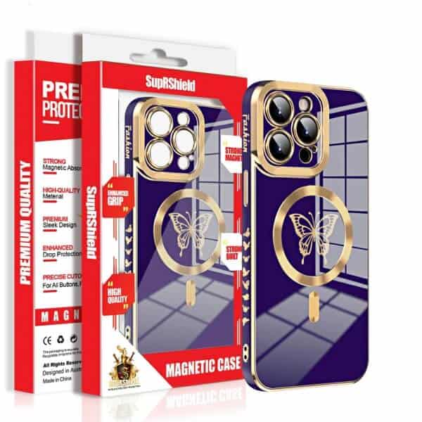 For Apple iPhone 15/14/13 Pro Max Plus Butterfly Design MagSafe Magnetic Case with HaloLock Shockproof Protective Cover