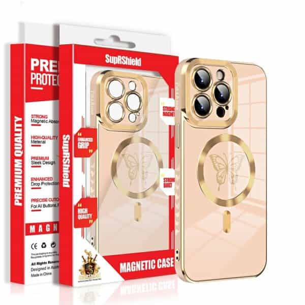 For Apple iPhone 15/14/13 Pro Max Plus Butterfly Design MagSafe Magnetic Case with HaloLock Shockproof Protective Cover