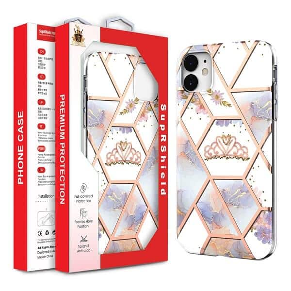 For Apple iPhone Hard back Marble Pattern Slim Design Enhanced Camera and Screen Protection Girls and Women Cover