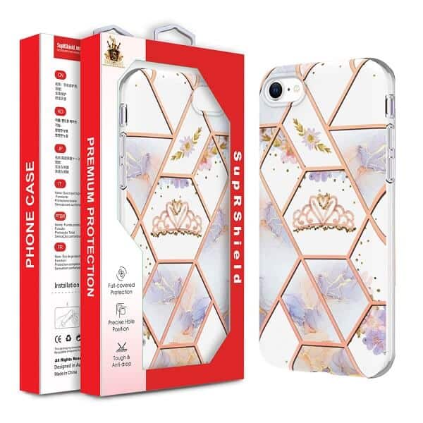 For Apple iPhone Hard back Marble Pattern Slim Design Enhanced Camera and Screen Protection Girls and Women Cover
