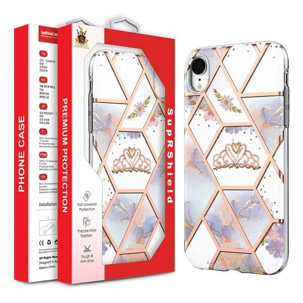 For Apple iPhone Hard back Marble Pattern Slim Design Enhanced Camera and Screen Protection Girls and Women Cover
