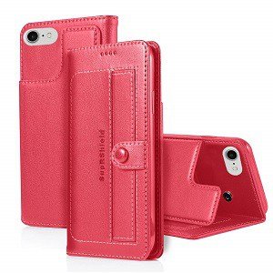 Apple iPhone 7 /8 Wallet Flip Case SupRShield Leather Stand Cover (Hot Pink)