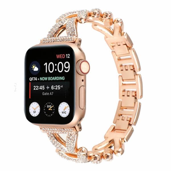 For Apple iWatch V Shape Bling Rhinestones 38 /40 /41 /42 /44 /45 /46 /49mm Bracelet Strap Wristband