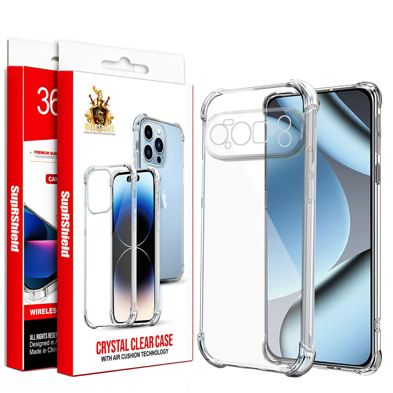 For Google Pixel Clear Case Shockproof Tough Gel Clear Transparent Air Cushion Cover (Transparent)