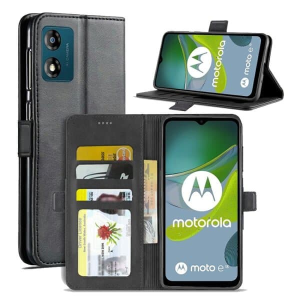 For Motorola Moto SupRShield Wallet Leather Card Holder Flip Protective Case Cover
