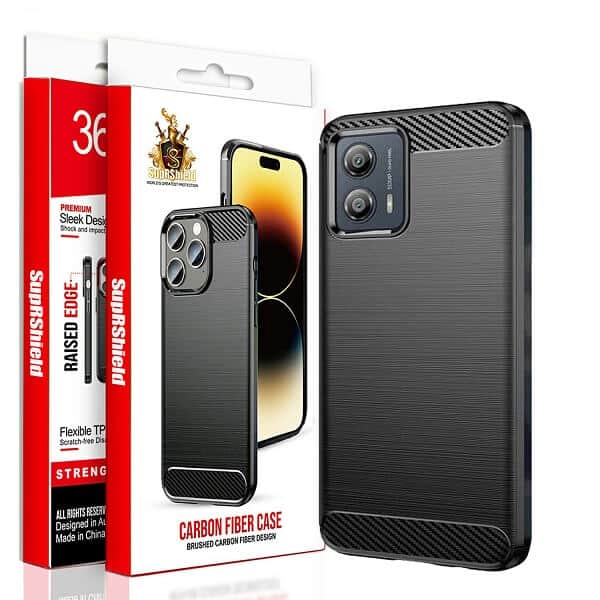 For Motorola Moto Rugged Shockproof Case Carbon Fiber Heavy Duty Rugged Cover (Black)