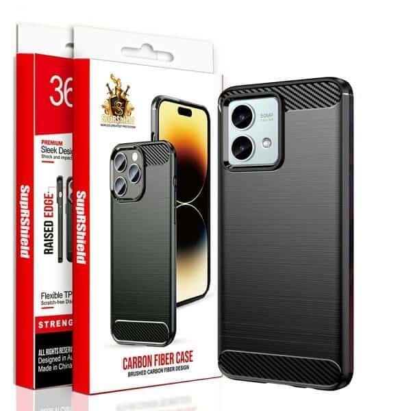 For Motorola Moto Rugged Shockproof Case Carbon Fiber Heavy Duty Rugged Cover (Black)