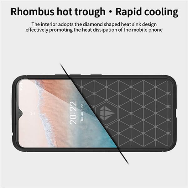 For Nokia C21 Plus Rugged Shockproof Case Carbon Fiber Heavy Duty Rugged Cover (Black)