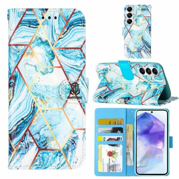 For Samsung Galaxy A05S/A15/A25/A35/A55 Case SupRShield Marble Painting Pattern Flip Wallet Leather Card Slots Shockproof Cover
