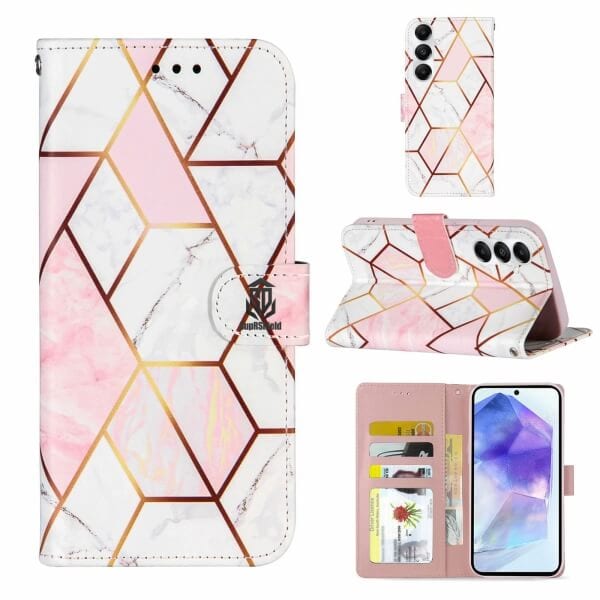 For Samsung Galaxy A05S/A15/A25/A35/A55 Case SupRShield Marble Painting Pattern Flip Wallet Leather Card Slots Shockproof Cover