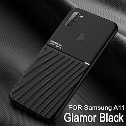 For Samsung Galaxy A11 Business Style Luxury Matte Soft Silicone Drop Resistant Case Cover (Black)