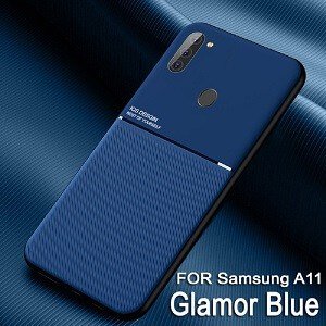 For Samsung Galaxy A11 Business Style Luxury Matte Soft Silicone Drop Resistant Case Cover (Blue)