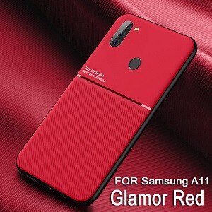 For Samsung Galaxy A11 Business Style Luxury Matte Soft Silicone Drop Resistant Case Cover (Red)