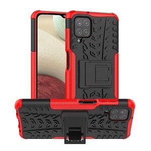 For Samsung Galaxy A12 Heavy Duty Case Shockproof Rugged Protective Cover (Red)