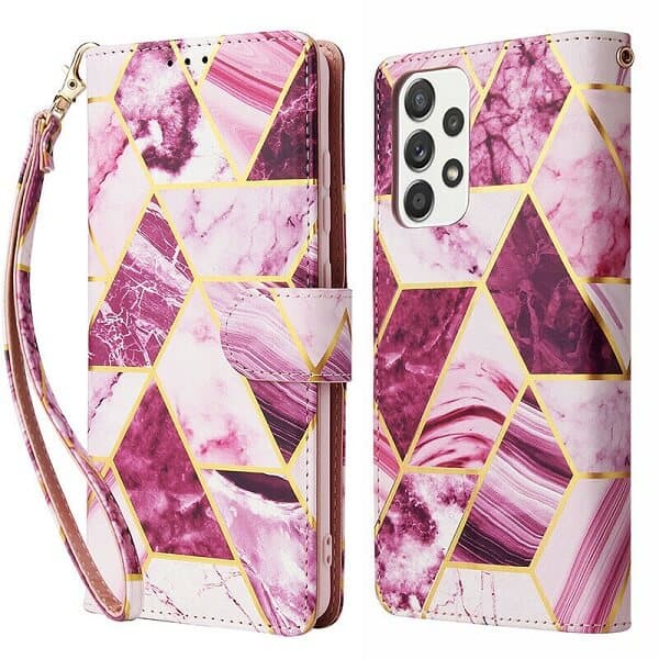 For Samsung Galaxy A13 4G Case Fashion Marble Painting Pattern Flip Wallet Case Leather Card Slots Stand Cover (Purple Gilding)