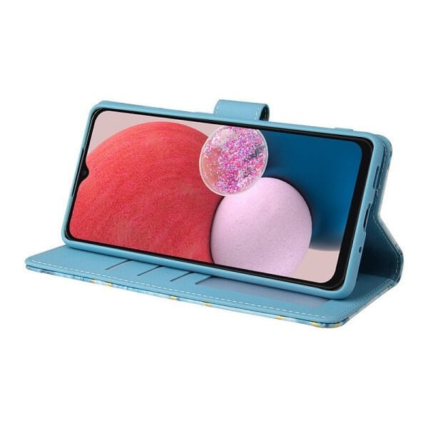 For Samsung Galaxy A13 4G Case Fashion Marble Painting Pattern Flip Wallet Case Leather Card Slots Stand Cover(Blue Gilding)