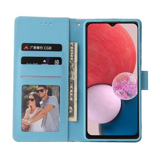 For Samsung Galaxy A13 4G Case Fashion Marble Painting Pattern Flip Wallet Case Leather Card Slots Stand Cover(Blue Gilding)