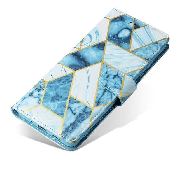 For Samsung Galaxy A13 4G Case Fashion Marble Painting Pattern Flip Wallet Case Leather Card Slots Stand Cover(Blue Gilding)