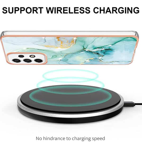 For Samsung Galaxy A13 4G Case Hard back Marble Pattern Slim Design Enhanced Camera and Screen Protection Girls and Women Cover (Green)