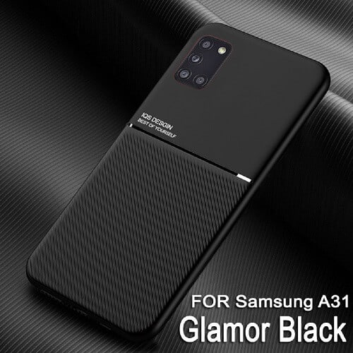 For Samsung Galaxy A31 Business Style Luxury Matte Soft Silicone Drop Resistant Case Cover (Black)