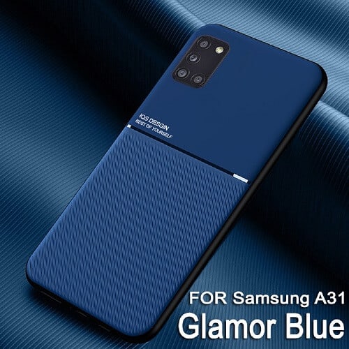 For Samsung Galaxy A31 Business Style Luxury Matte Soft Silicone Drop Resistant Case Cover (Blue)