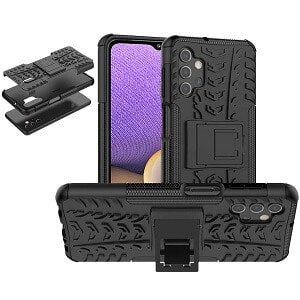 For Samsung Galaxy A32 Heavy Duty Case Shockproof Rugged Protective Cover (Black)