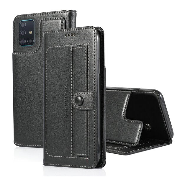 For Samsung Galaxy A51 Luxury Wallet Flip Case Leather Card Slots Cover (Black)