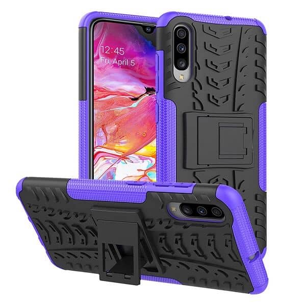 For Samsung Galaxy A70 Heavy Duty Case Shockproof Rugged Protective Cover (Purple)