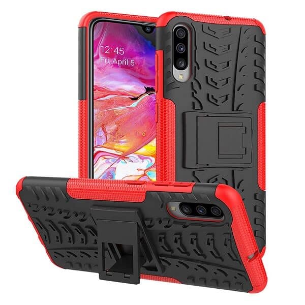 For Samsung Galaxy A70 Heavy Duty Case Shockproof Rugged Protective Cover (Red)