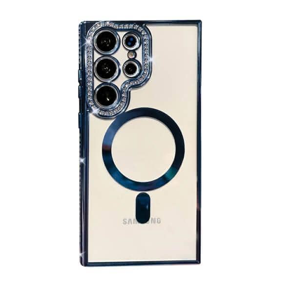 For Samsung Galaxy Case, MagSafe Magnetic Diamond Rhinestone Glitter Crystal Bling Camera Lens Protector Cover