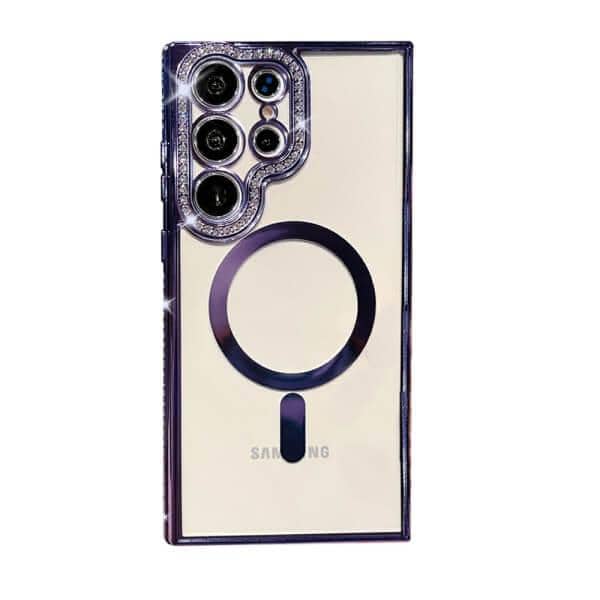 For Samsung Galaxy Case, MagSafe Magnetic Diamond Rhinestone Glitter Crystal Bling Camera Lens Protector Cover