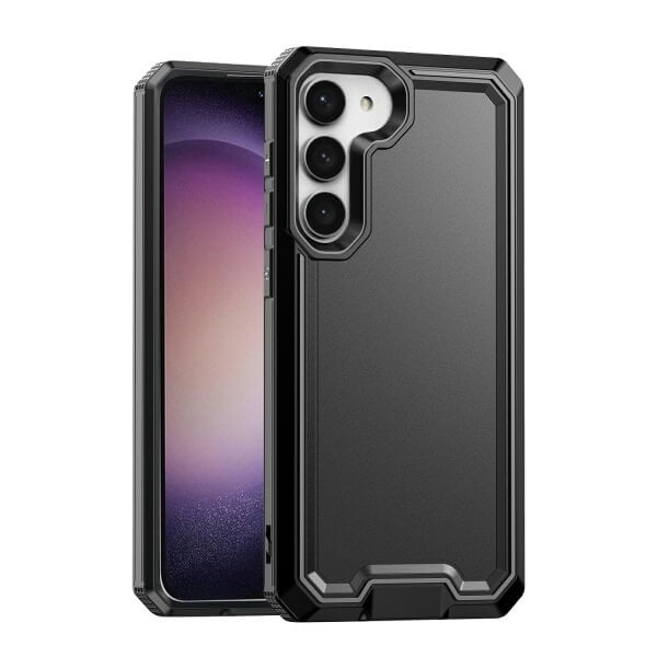 For Samsung Galaxy S23 2in1 Case Drop Resistant Defender Tradies Hybrid Armor Heavy Duty Rugged Shockproof Tough Cover (Black)