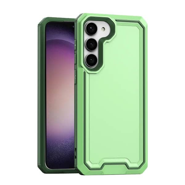 For Samsung Galaxy S23 2in1 Case Drop Resistant Defender Tradies Hybrid Armor Heavy Duty Rugged Shockproof Tough Cover (Green)