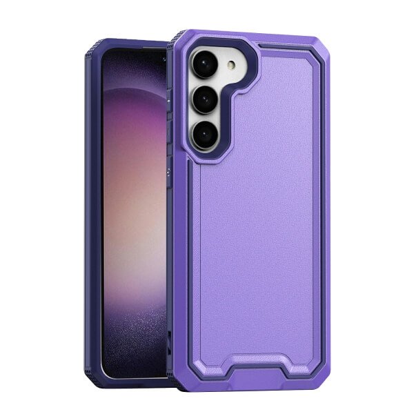 For Samsung Galaxy S23 2in1 Case Drop Resistant Defender Tradies Hybrid Armor Heavy Duty Rugged Shockproof Tough Cover (Purple)