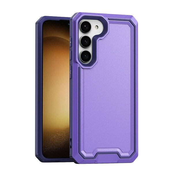 For Samsung Galaxy S23+ S23 Plus 2in1 Case Drop Resistant Defender Tradies Hybrid Armor Heavy Duty Rugged Shockproof Tough Cover (Purple)