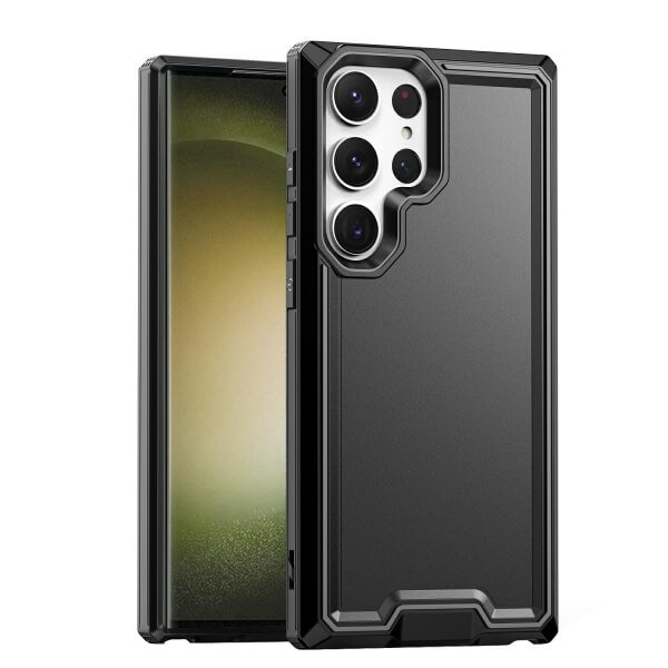 For Samsung Galaxy S23 Ultra 2in1 Case Drop Resistant Defender Tradies Hybrid Armor Heavy Duty Rugged Shockproof Tough Cover (Black)