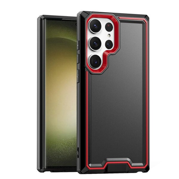 For Samsung Galaxy S23 Ultra 2in1 Case Drop Resistant Defender Tradies Hybrid Armor Heavy Duty Rugged Shockproof Tough Cover (Red)