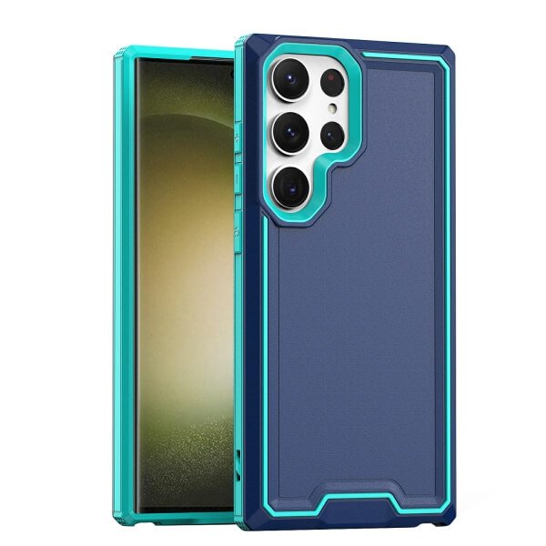 For Samsung Galaxy S23 Ultra 2in1 Case Drop Resistant Defender Tradies Hybrid Armor Heavy Duty Rugged Shockproof Tough Cover (Sapphire)