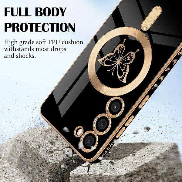 For Samsung Galaxy Butterfly Design MagSafe Magnetic Case with HaloLock Shockproof Protective Cover