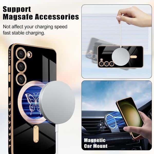 For Samsung Galaxy Butterfly Design MagSafe Magnetic Case with HaloLock Shockproof Protective Cover