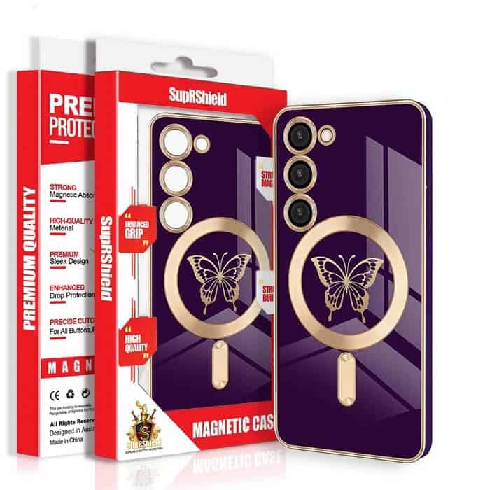 For Samsung Galaxy Butterfly Design MagSafe Magnetic Case with HaloLock Shockproof Protective Cover