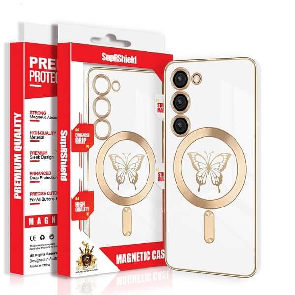 For Samsung Galaxy Butterfly Design MagSafe Magnetic Case with HaloLock Shockproof Protective Cover