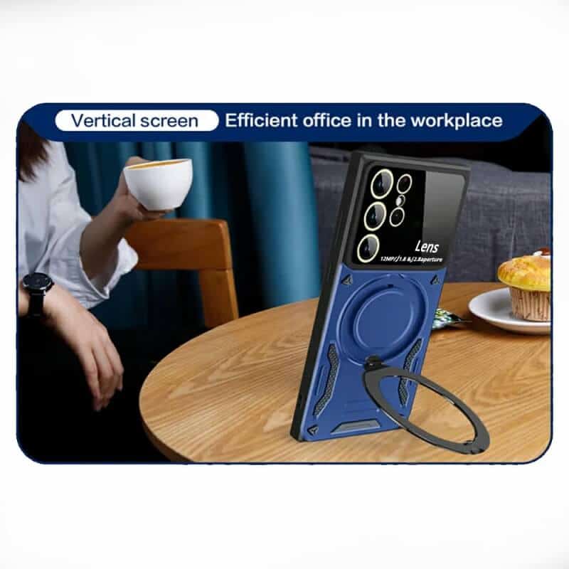 For Samsung Galaxy S24 S25 Ultra Plus Magnetic Ring Stand Case Heavy Duty Protective Back Cover