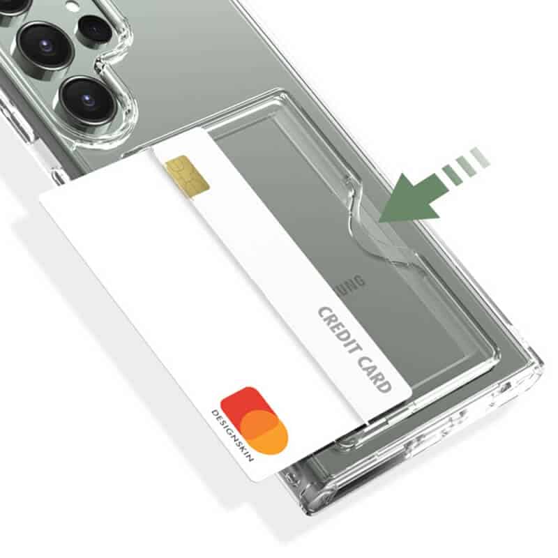 For Samsung Galaxy S24 S25 Ultra Plus Clear Slim With 4 Corners Card Holder Case Cover