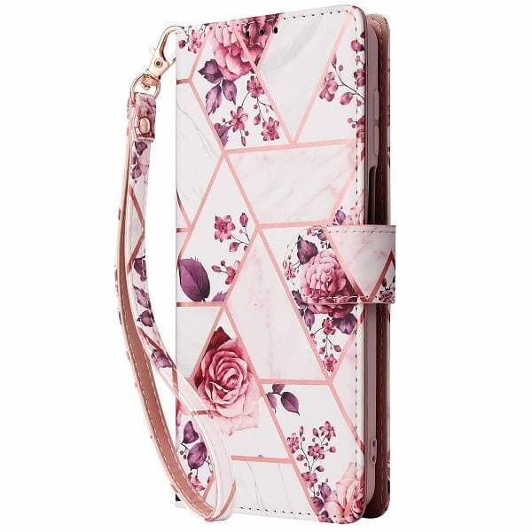 For iPhone 15 15 Pro 15 Pro Max 15 Plus Case Marble Pattern With Lanyard Flip Wallet Case Leather Card Slots Stand Cover