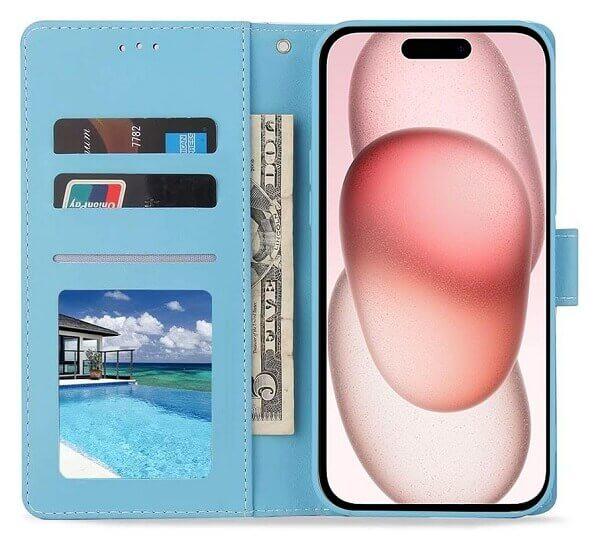 For iPhone 15 15 Pro 15 Pro Max 15 Plus Case Marble Pattern With Lanyard Flip Wallet Case Leather Card Slots Stand Cover
