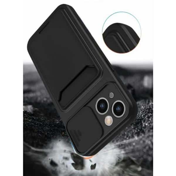 For iPhone 15/15 Pro Max / Plus Card Holder Mobile Phone Case Camera Protection Lens Slider Camera Shutter Wallet Cover
